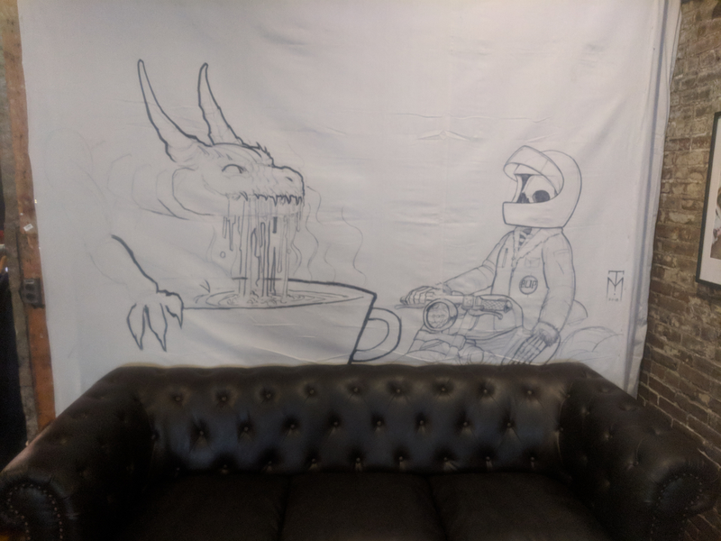 Work-in-progress mural from a local tattoo artist.
